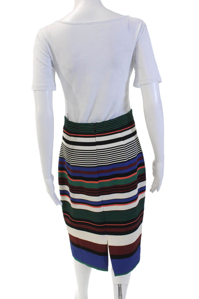 Badgley Mischka Womens Textured Mid Length Lined Striped Skirt Multi Size 06