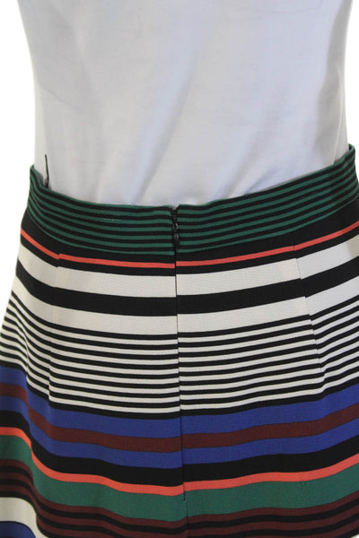 Badgley Mischka Womens Textured Mid Length Lined Striped Skirt Multi Size 06