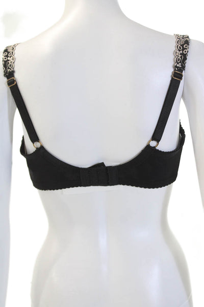 Fayreform Womens Floral Embroidered Adjustable Balconette Bra Black 32E