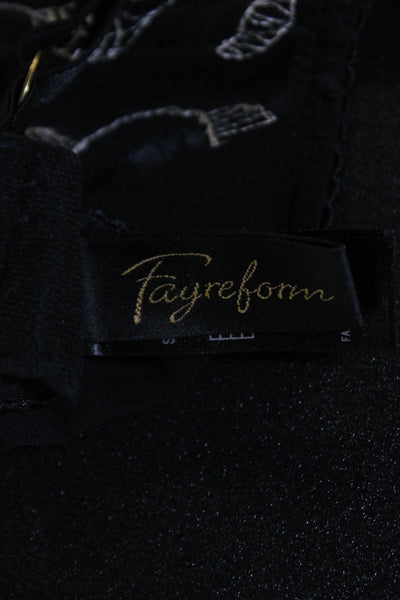 Fayreform Womens Floral Embroidered Adjustable Balconette Bra Black 32E