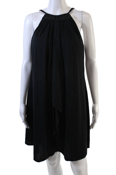 Carmen Marc Valvo Women's Beaded Sleeveless Key Hole Mini Dress Black Size XS