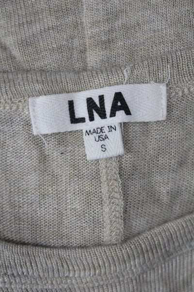 LNA Women's Round Neck Long Sleeves Hi-Lo Hem Tunic Sweater Beige Size S