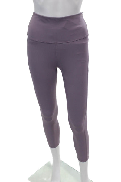 ALALA Womens Solid Two Pocket High-Rise Activewear Leggings Purple Size L
