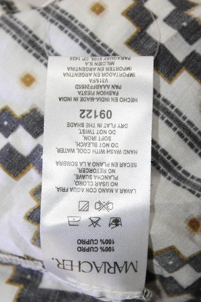 Mariacher Womens Textured V-neck Long Sleeve Pattern Sleek Blouse White Size M