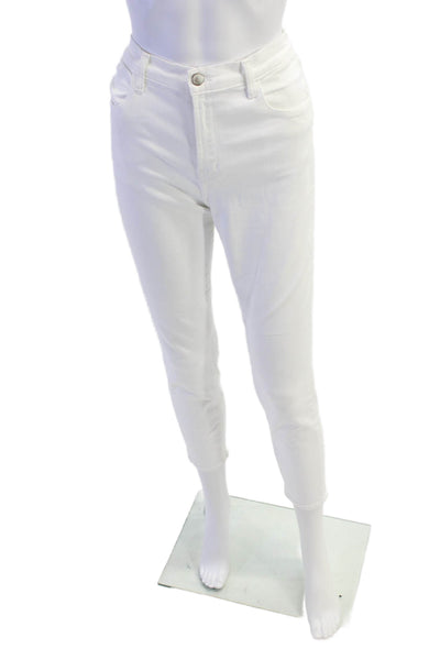 J Brand Womens Cotton Zip Button Slim Leg Casual Pants White Size EUR 28