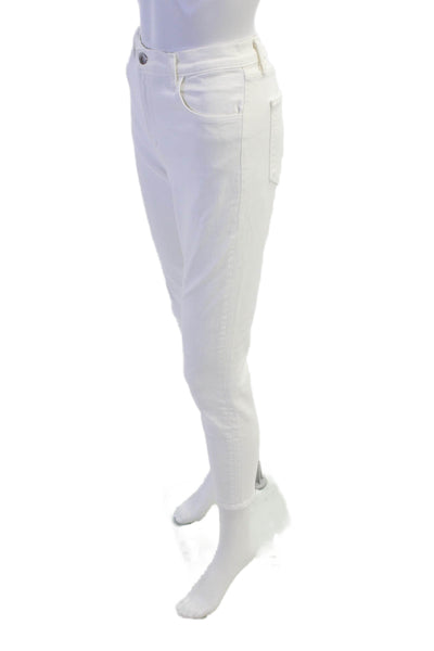 J Brand Womens Cotton Zip Button Slim Leg Casual Pants White Size EUR 28