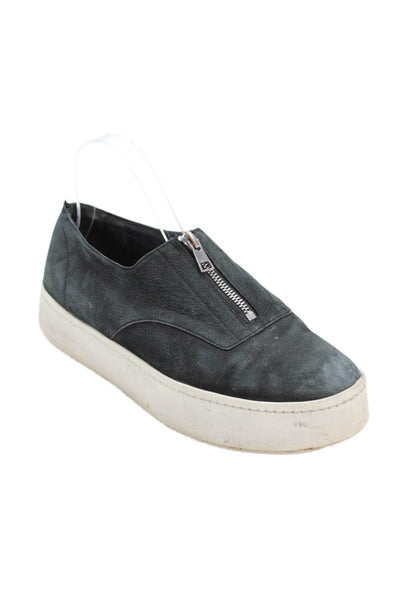 Vince Womens Leather Platform Front Zip Sneakers Black Size 9