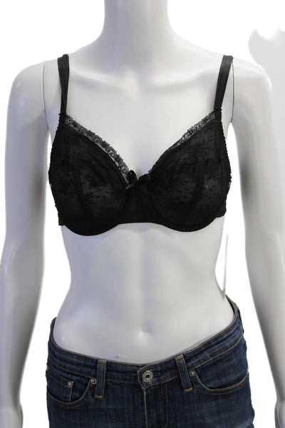 Fleur T Womens Fleurtatious Lace Balconette Bra Solid Black Size 32DD