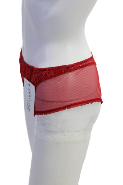Eprise Lise Charmel Womens Lace Semi-Sheer Cheeky Panties Red Size 12