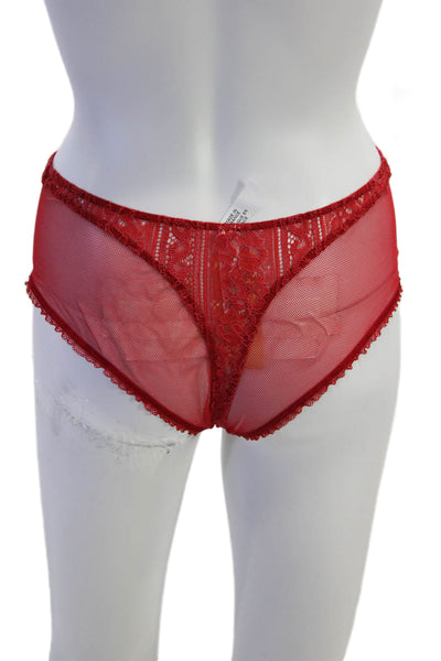 Eprise Lise Charmel Womens Lace Semi-Sheer Cheeky Panties Red Size 12