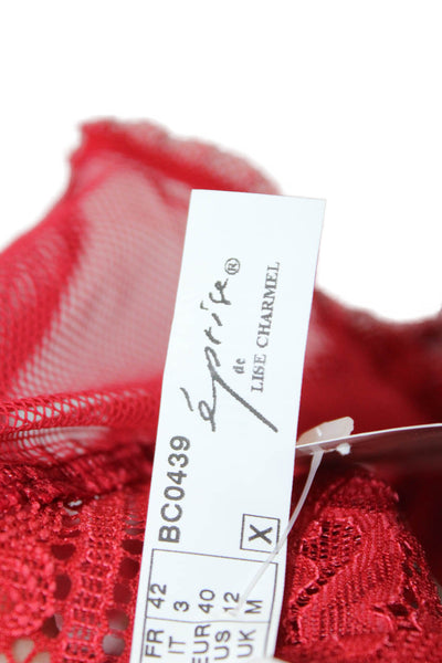 Eprise Lise Charmel Womens Lace Semi-Sheer Cheeky Panties Red Size 12