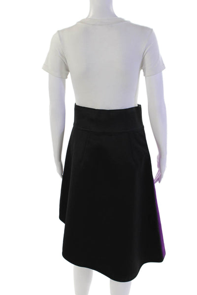 Milly Womens Two-Toned Elastic Waist Zip Up Asymmetrical Skirt Purple Size 6
