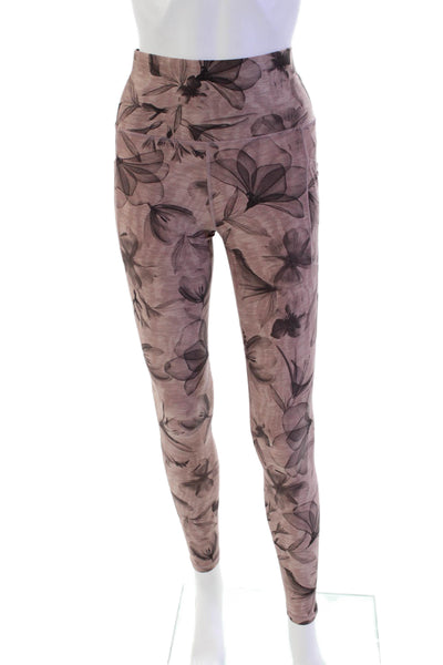 Athleta Womens Stretch Floral Mid-Rise Activewear Ankle Leggings Pink Size XST