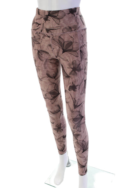 Athleta Womens Stretch Floral Mid-Rise Activewear Ankle Leggings Pink Size XST