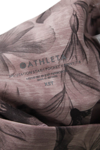 Athleta Womens Stretch Floral Mid-Rise Activewear Ankle Leggings Pink Size XST