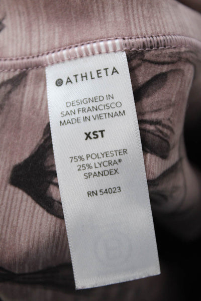 Athleta Womens Stretch Floral Mid-Rise Activewear Ankle Leggings Pink Size XST