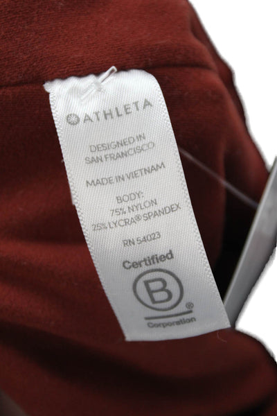 Athleta Womens Stretch Solid Mid-Rise Activewear Ankle Leggings Orange Size XXS