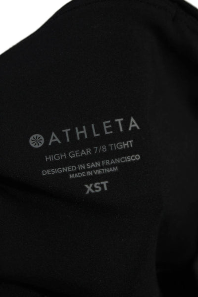 Athleta Womens Stretch Solid Mid-Rise Activewear Ankle Leggings Black Size XST