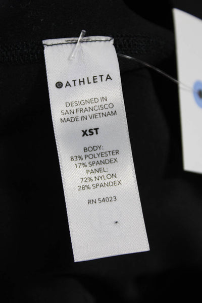 Athleta Womens Stretch Solid Mid-Rise Activewear Ankle Leggings Black Size XST