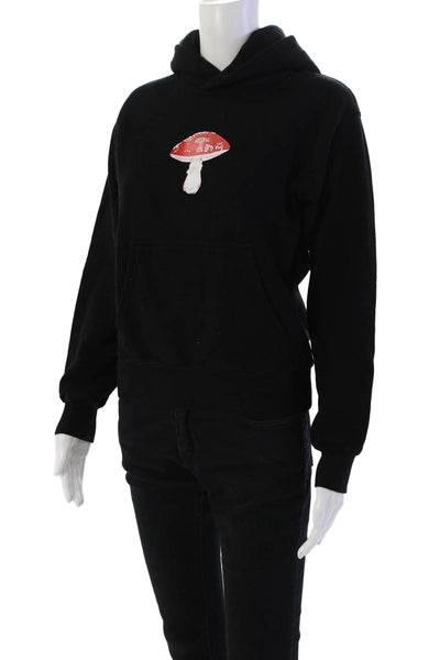 TNA Womens Long Sleeve Pullover Mushroom Hoodie Sweatshirt Black Size 2XS