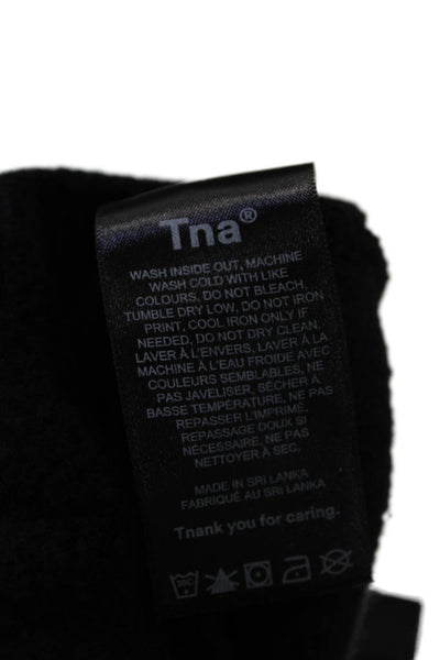 TNA Womens Long Sleeve Pullover Mushroom Hoodie Sweatshirt Black Size 2XS