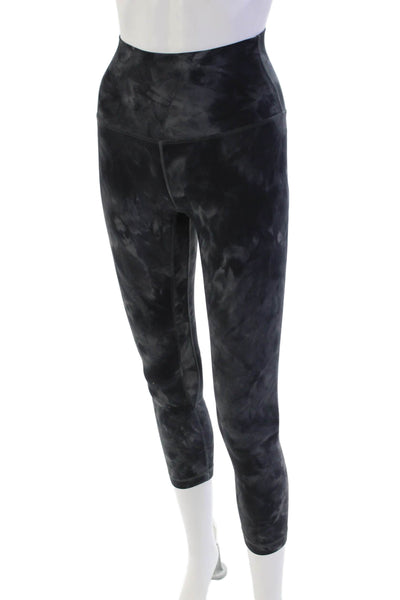 Lululemon Womens Mid Rise Tie Dyed Stretch Knit Cropped Pants Blue Size 0