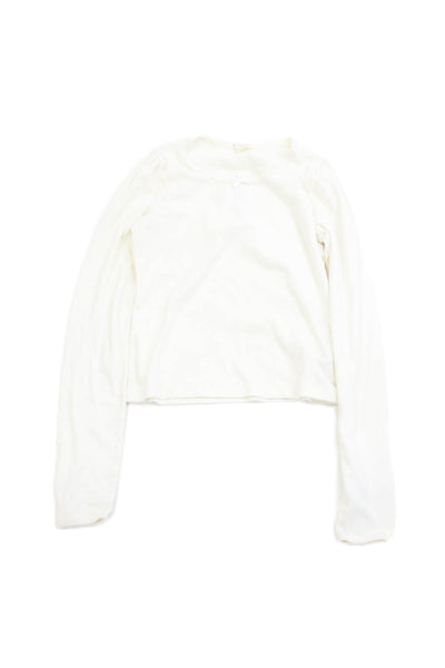 Crewcuts Girls Long Sleeve Pointelle Sweater White Cotton Size 12-14