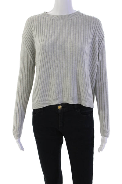 Majorelle Womens Long Sleeve Crew Neck Ribbed Knit Sweater Gray Size Extra Small