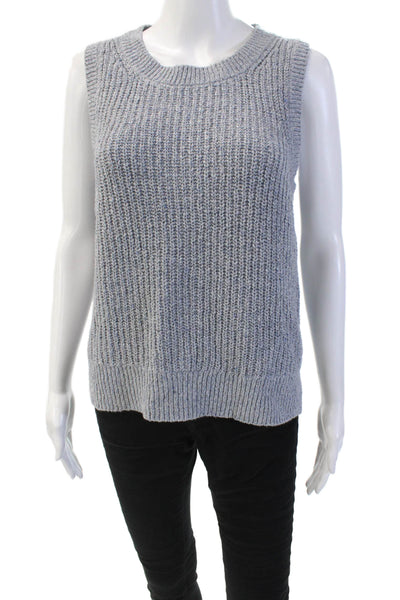 White + Warren Womens Cotton Sleeveless Crew Neck Sweater Vest Gray Size L