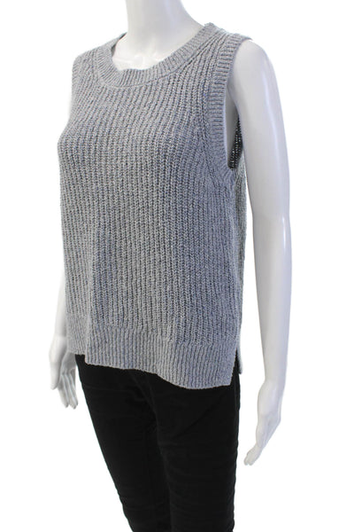 White + Warren Womens Cotton Sleeveless Crew Neck Sweater Vest Gray Size L