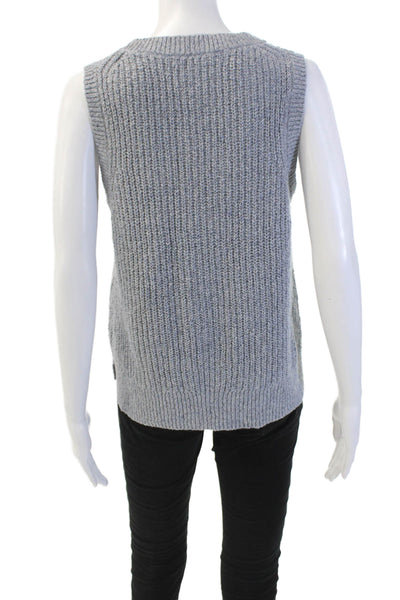 White + Warren Womens Cotton Sleeveless Crew Neck Sweater Vest Gray Size L