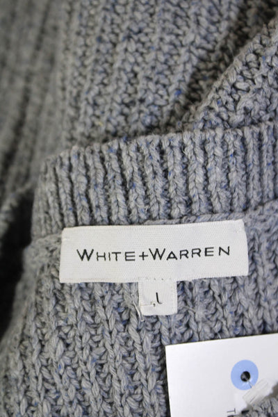 White + Warren Womens Cotton Sleeveless Crew Neck Sweater Vest Gray Size L