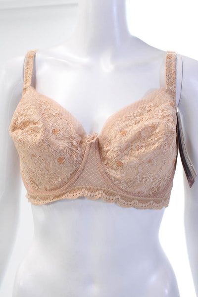 Fayreform Womens Floral Lace Sheer Panel Detail Underwire Bra Pink size 36E