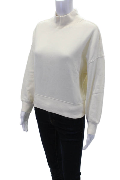 Rails Womens Cotton Long Sleeve Mock Neck Sweatshirt Top White Size XS