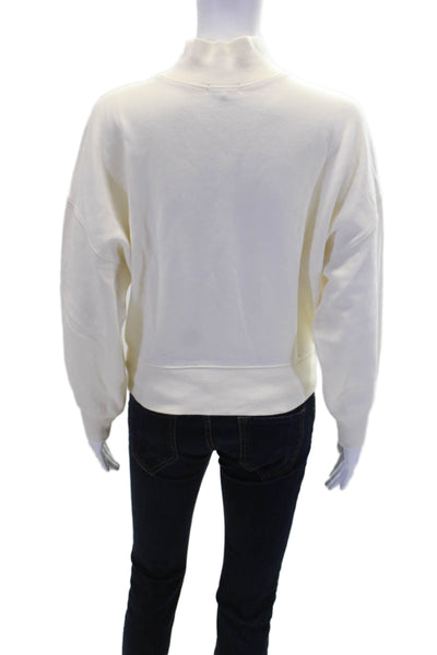 Rails Womens Cotton Long Sleeve Mock Neck Sweatshirt Top White Size XS
