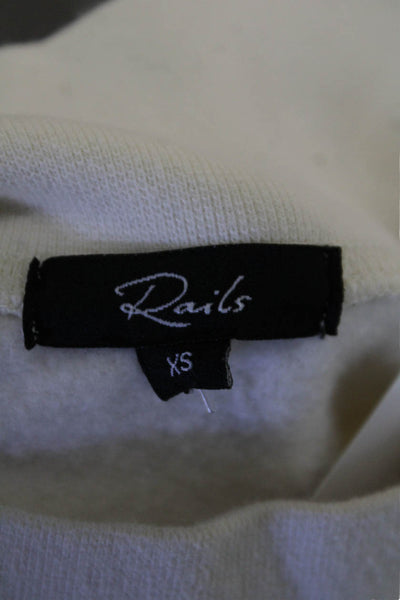 Rails Womens Cotton Long Sleeve Mock Neck Sweatshirt Top White Size XS