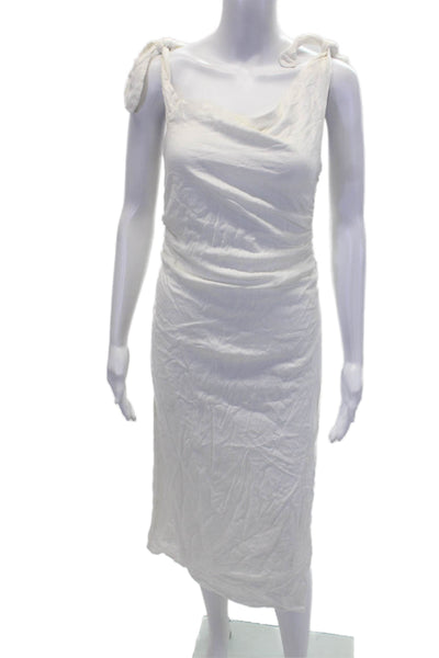 Vici Womens Side Zip Double Tie Shoulder Midi Shift Dress White Size Extra Small