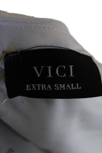 Vici Womens Side Zip Double Tie Shoulder Midi Shift Dress White Size Extra Small