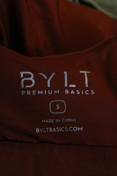 BYLT Womens Scoop Neck Ribbed Knit Tank Top Shorts Set Brown Size Small