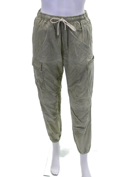 John Elliott Womens Mid Rise Drawstring Cargo Jogger Pants Green Size 0