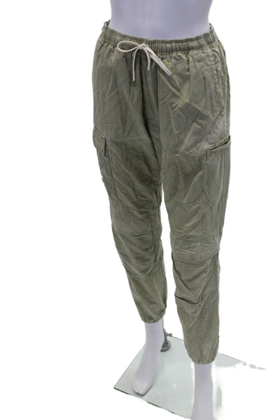 John Elliott Womens Mid Rise Drawstring Cargo Jogger Pants Green Size 0