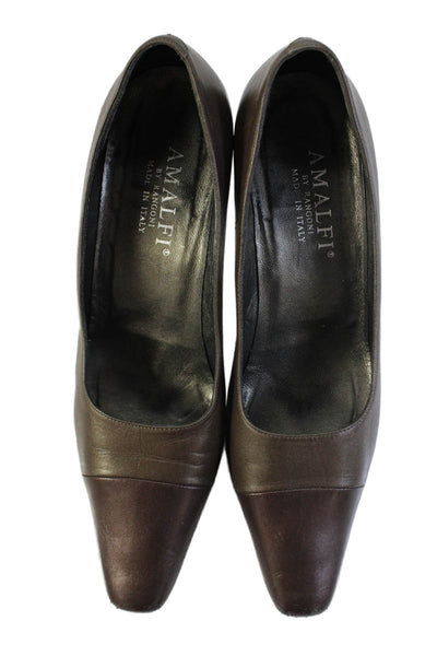 Amalfi Womens Textured Slip On Colorblock Lined Pump Heels Brown Size 7