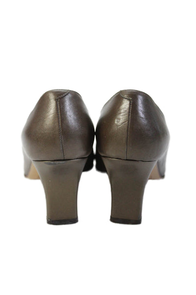 Amalfi Womens Textured Slip On Colorblock Lined Pump Heels Brown Size 7