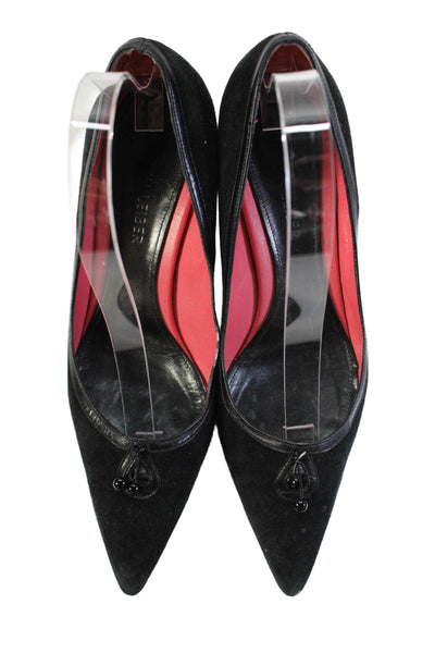 Judith Leiber Womens Pointed Toe Slip On High Heel Pumps Black Size 7