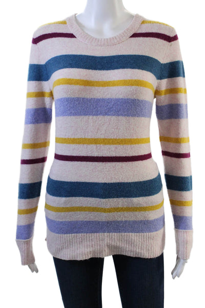 J Crew Womens Cotton Long Sleeve Round Neck Stripe Knit Sweater Multi Size S