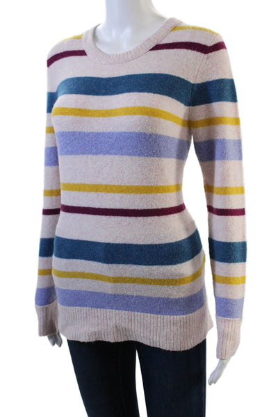 J Crew Womens Cotton Long Sleeve Round Neck Stripe Knit Sweater Multi Size S