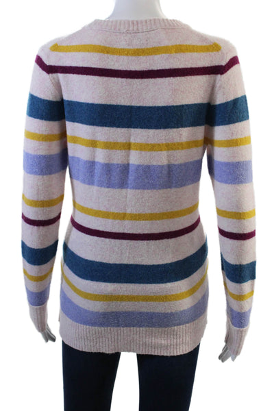 J Crew Womens Cotton Long Sleeve Round Neck Stripe Knit Sweater Multi Size S