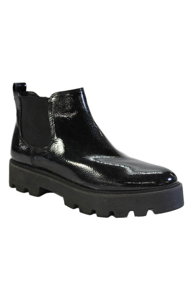 Franco Sarto Womens Textured Zio Rounded Toe Chunky Sleek Booties Black Size 7