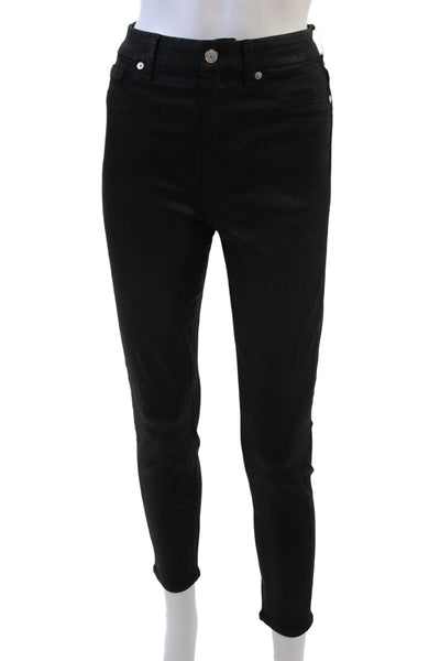7 For All Mankind Womens Zip Button Sleek Skinny Leg Pants Black Size EUR 28