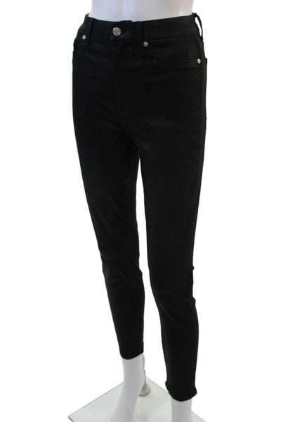 7 For All Mankind Womens Zip Button Sleek Skinny Leg Pants Black Size EUR 28